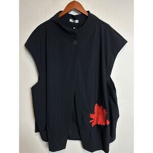 Alembika Tekbika Versailles Go-To Vest Flower Black Red Jacket L  NWT